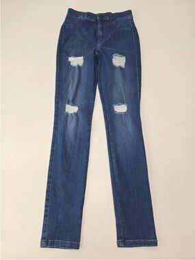 Fit Jeans Blue Denim High Waisted Distressed Scandinavia Norway Size S